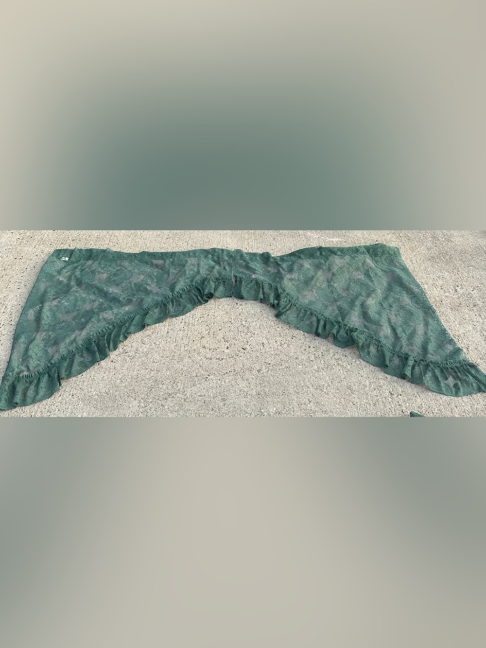 Vintage green lace curtains sheer